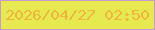 文字の大きさ：4、枠の色：c899cf、背景の色：e6e94f、文字の色：f0b53d 無料ブログパーツのブログ時計