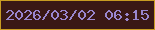 文字の大きさ：5、枠の色：c89c22、背景の色：3a1815、文字の色：9986ce 無料ブログパーツのブログ時計