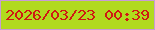 文字の大きさ：5、枠の色：c89cd5、背景の色：b1da1e、文字の色：cf1913 無料ブログパーツのブログ時計