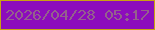 文字の大きさ：4、枠の色：c8a311、背景の色：8c0dbc、文字の色：94618c 無料ブログパーツのブログ時計