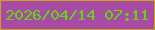 文字の大きさ：4、枠の色：c8a41b、背景の色：a94aa4、文字の色：5fd911 無料ブログパーツのブログ時計