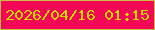 文字の大きさ：5、枠の色：c8bc42、背景の色：f40555、文字の色：cddb01 無料ブログパーツのブログ時計
