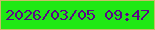 文字の大きさ：2、枠の色：c8bc68、背景の色：1fe814、文字の色：5a0687 無料ブログパーツのブログ時計