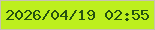 文字の大きさ：4、枠の色：c8c2b0、背景の色：bdef1e、文字の色：255110 無料ブログパーツのブログ時計