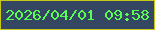 文字の大きさ：1、枠の色：c8c916、背景の色：344661、文字の色：5afe52 無料ブログパーツのブログ時計