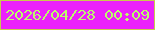 文字の大きさ：1、枠の色：c8ca4f、背景の色：eb21fc、文字の色：bcfb6b 無料ブログパーツのブログ時計