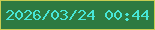 文字の大きさ：3、枠の色：c8cd52、背景の色：2e7a41、文字の色：47e6d7 無料ブログパーツのブログ時計