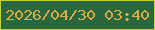 文字の大きさ：3、枠の色：c8ce31、背景の色：29673e、文字の色：dcab41 無料ブログパーツのブログ時計