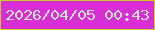 文字の大きさ：5、枠の色：c8d11d、背景の色：d92ed6、文字の色：cbe4cb 無料ブログパーツのブログ時計