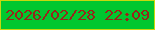 文字の大きさ：1、枠の色：c8d80e、背景の色：01c72f、文字の色：97251b 無料ブログパーツのブログ時計