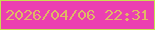 文字の大きさ：1、枠の色：c8e051、背景の色：eb3fb1、文字の色：e0b865 無料ブログパーツのブログ時計