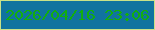 文字の大きさ：4、枠の色：c8e188、背景の色：10739f、文字の色：13ae0e 無料ブログパーツのブログ時計