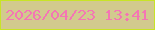 文字の大きさ：4、枠の色：c8e427、背景の色：d2ca8e、文字の色：f476b4 無料ブログパーツのブログ時計