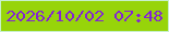 文字の大きさ：2、枠の色：c8f0cb、背景の色：97d40a、文字の色：8424d2 無料ブログパーツのブログ時計