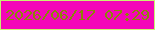 文字の大きさ：2、枠の色：c8f371、背景の色：f406b9、文字の色：8b8608 無料ブログパーツのブログ時計