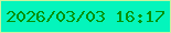 文字の大きさ：1、枠の色：c8f4a1、背景の色：04f5bc、文字の色：079103 無料ブログパーツのブログ時計