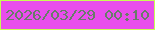 文字の大きさ：2、枠の色：c8fc55、背景の色：e94ded、文字の色：687d68 無料ブログパーツのブログ時計