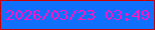 文字の大きさ：2、枠の色：c90003、背景の色：116ffd、文字の色：f818c3 無料ブログパーツのブログ時計