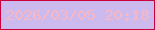 文字の大きさ：5、枠の色：c9003a、背景の色：ccb9ed、文字の色：f9b6c3 無料ブログパーツのブログ時計
