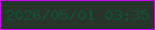 文字の大きさ：2、枠の色：c904f9、背景の色：27342a、文字の色：165034 無料ブログパーツのブログ時計