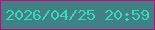 文字の大きさ：5、枠の色：c90776、背景の色：3f8285、文字の色：3fd5ba 無料ブログパーツのブログ時計