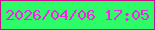 文字の大きさ：1、枠の色：c9128e、背景の色：2dfc68、文字の色：f821e6 無料ブログパーツのブログ時計