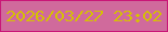 文字の大きさ：5、枠の色：c91777、背景の色：d06a9c、文字の色：d5c102 無料ブログパーツのブログ時計