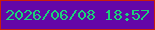 文字の大きさ：4、枠の色：c91e0a、背景の色：6406a7、文字の色：1bd379 無料ブログパーツのブログ時計