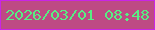 文字の大きさ：4、枠の色：c925e6、背景の色：be4a84、文字の色：58ee83 無料ブログパーツのブログ時計