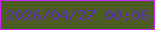 文字の大きさ：4、枠の色：c92cf7、背景の色：4c5c23、文字の色：572fb0 無料ブログパーツのブログ時計