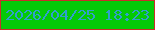 文字の大きさ：2、枠の色：c92e2a、背景の色：04ca08、文字の色：309fcd 無料ブログパーツのブログ時計