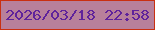文字の大きさ：1、枠の色：c93011、背景の色：b8809b、文字の色：5f239b 無料ブログパーツのブログ時計
