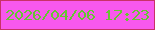 文字の大きさ：3、枠の色：c93167、背景の色：f858ed、文字の色：65c534 無料ブログパーツのブログ時計