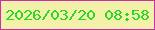 文字の大きさ：2、枠の色：c931ac、背景の色：f3f1a9、文字の色：29d726 無料ブログパーツのブログ時計