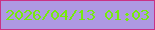 文字の大きさ：5、枠の色：c93285、背景の色：ae99e2、文字の色：76eb0e 無料ブログパーツのブログ時計