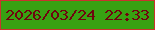 文字の大きさ：3、枠の色：c9332d、背景の色：38a112、文字の色：6f040f 無料ブログパーツのブログ時計