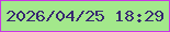 文字の大きさ：3、枠の色：c936e3、背景の色：a3e88b、文字の色：382970 無料ブログパーツのブログ時計
