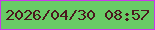 文字の大きさ：4、枠の色：c939ea、背景の色：69cb66、文字の色：4b171e 無料ブログパーツのブログ時計