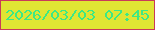 文字の大きさ：4、枠の色：c93a59、背景の色：e0e533、文字の色：3de885 無料ブログパーツのブログ時計