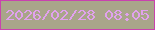 文字の大きさ：3、枠の色：c942ae、背景の色：a9a58a、文字の色：e1a1ee 無料ブログパーツのブログ時計