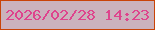 文字の大きさ：4、枠の色：c94307、背景の色：cbb2bc、文字の色：de448d 無料ブログパーツのブログ時計
