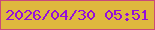 文字の大きさ：4、枠の色：c9497a、背景の色：dfb83e、文字の色：950fda 無料ブログパーツのブログ時計