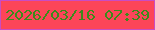 文字の大きさ：3、枠の色：c94cc4、背景の色：fc4559、文字の色：3b8b1b 無料ブログパーツのブログ時計