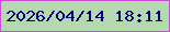 文字の大きさ：5、枠の色：c94dd7、背景の色：b5d9af、文字の色：060070 無料ブログパーツのブログ時計