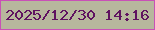 文字の大きさ：5、枠の色：c951b6、背景の色：b7b79d、文字の色：5f1260 無料ブログパーツのブログ時計