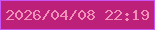文字の大きさ：4、枠の色：c954f8、背景の色：bc2078、文字の色：f08fb8 無料ブログパーツのブログ時計