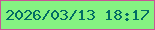 文字の大きさ：4、枠の色：c95596、背景の色：85f382、文字の色：016d64 無料ブログパーツのブログ時計