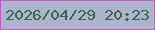 文字の大きさ：2、枠の色：c95bc7、背景の色：aeb4ce、文字の色：34694f 無料ブログパーツのブログ時計