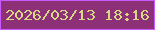 文字の大きさ：4、枠の色：c95bfe、背景の色：8e3077、文字の色：d7d885 無料ブログパーツのブログ時計