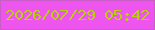 文字の大きさ：5、枠の色：c95cc6、背景の色：ee55ee、文字の色：bbcd0f 無料ブログパーツのブログ時計